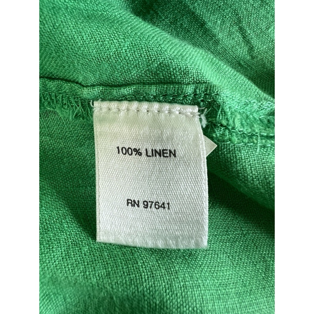 J Jill Love Linen Women's Button Front Blouse Green Size Medium 100% Linen - Picture 8 of 10